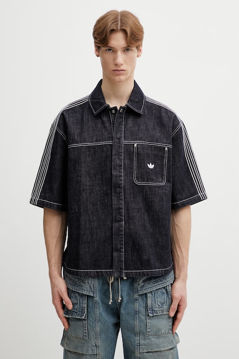 adidas Originals koszula jeansowa męska kolor granatowy regular z kołnierzykiem klasycznym KG6448