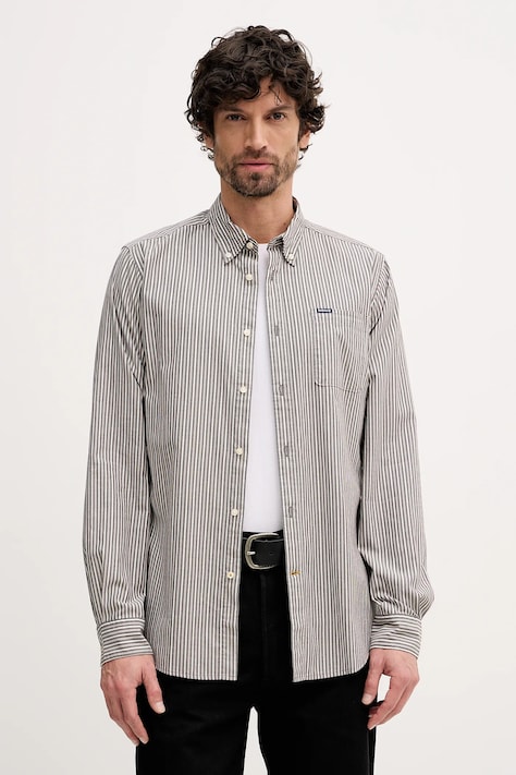 Barbour koszula Longfield męska kolor szary regular z kołnierzykiem button-down MSH5707