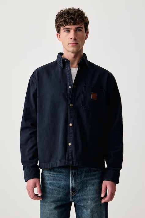 Guess Jeans Košile pánská džínová námořnická modrá hladká M6RH51 WJ871