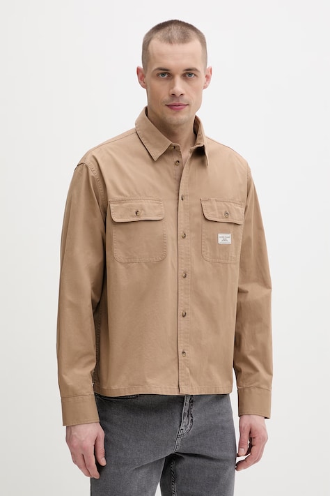 Guess Jeans košeľa pánska bavlnená hnedá M6RH60 WJ921
