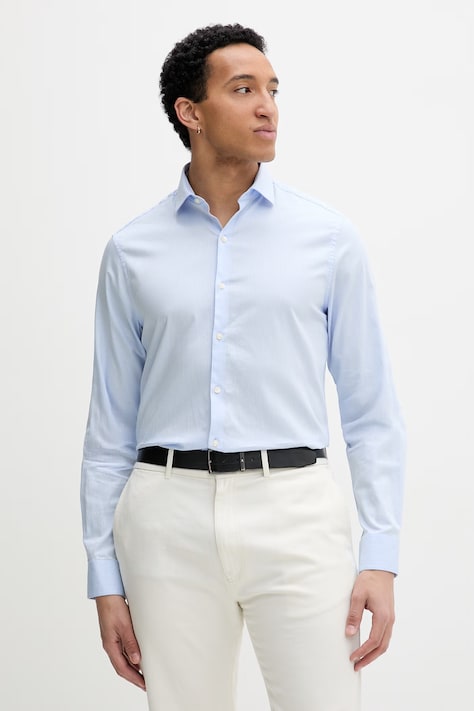 Calvin Klein camicia da uomo con cotone blu a righe LV019EU119