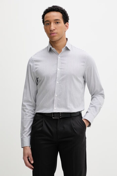 Calvin Klein koszula męska z bawełną granatowa w paski LV019EU119