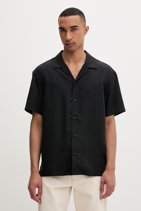 Calvin Klein koszula męska z modalem czarna gładka LV04LF114G