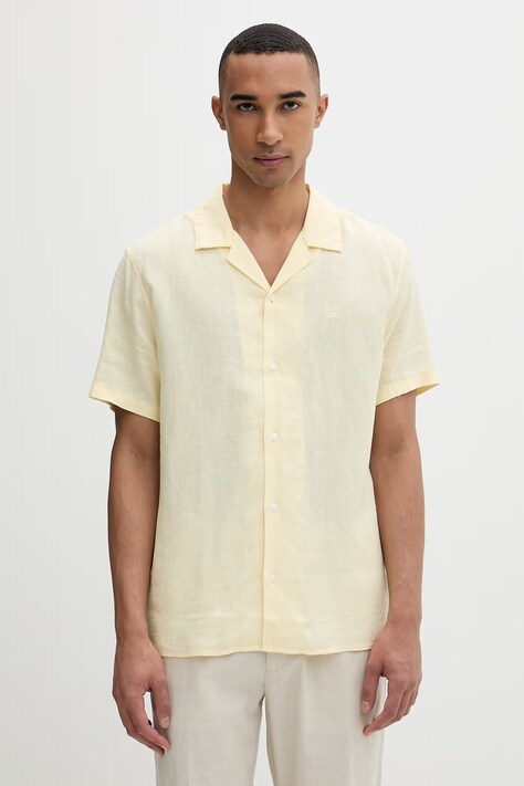 Calvin Klein košulja za muškarce s lanom zlatna bez uzorka LV04LF137G