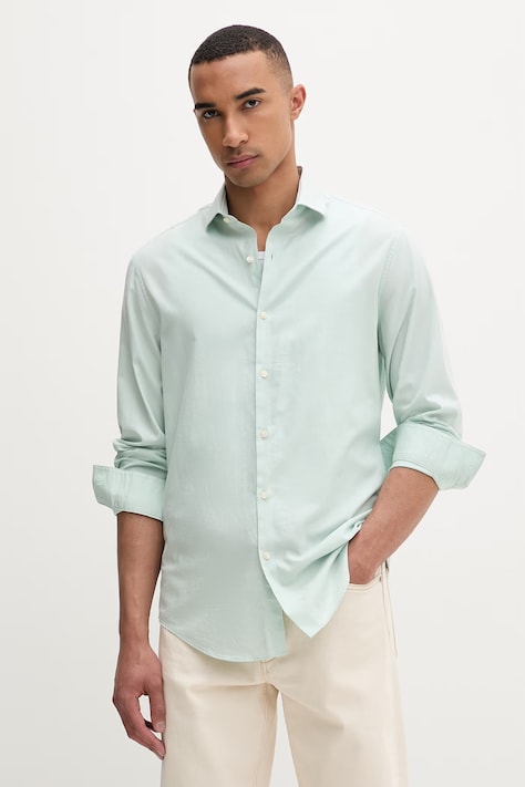 Calvin Klein cămașă pentru bărbați verde simplă LV019EU120