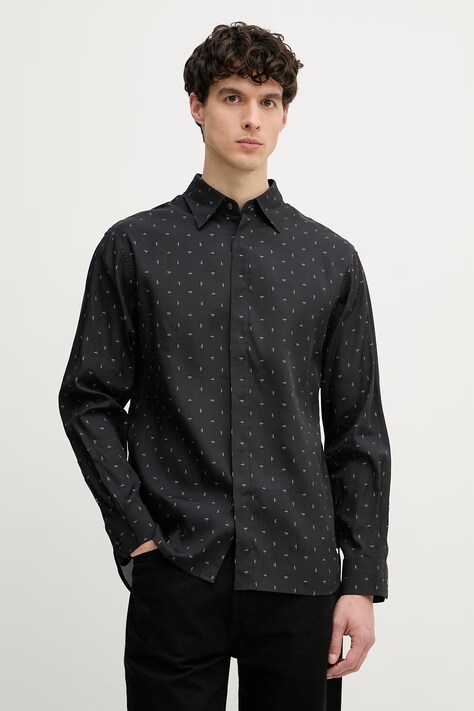 Emporio Armani koszula męska z lyocellem czarna EM004178 AF14214