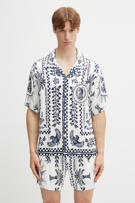 RHUDE Regista Tile πουκάμισο με βισκόζη Ανδρικό λευκό RHSS26SR02358