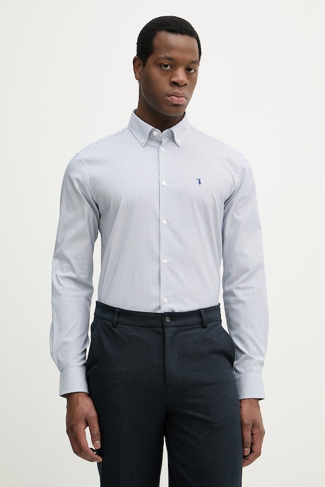 Trussardi koszula bawełniana męska kolor niebieski regular z kołnierzykiem button-down 5029N000036N