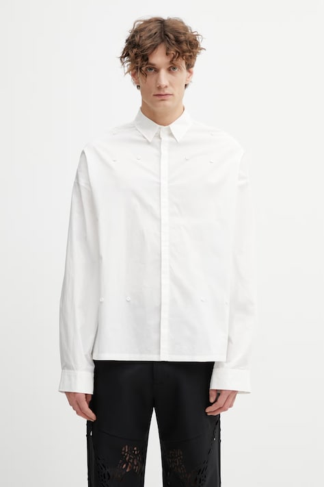 HELIOT EMIL camicia in cotone da uomo bianca liscia SS26_M_05_078_WHT02
