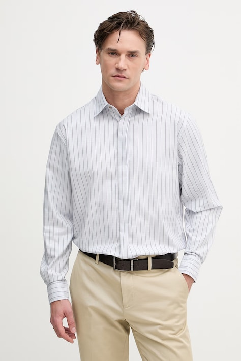 Sisley koszula męska bawełniana niebieska w kratkę 56RDSQ05E