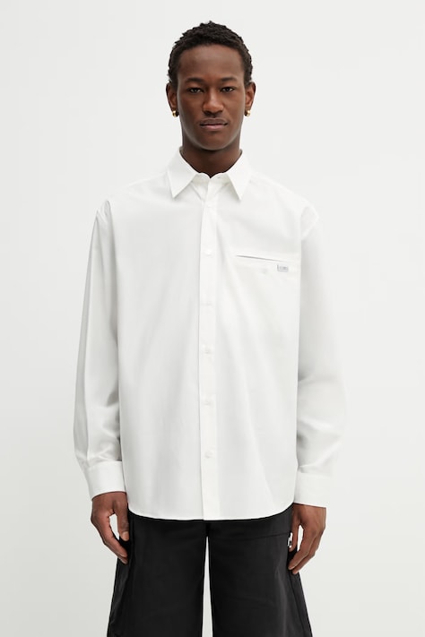 MM6 Maison Margiela koszula bawełniana męska kolor beżowy relaxed z kołnierzykiem klasycznym SH0DT0043.M35480.101