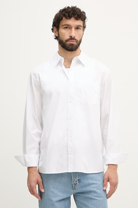 Calvin Klein Jeans πουκάμισο ανδρικό βαμβακερό λευκό απλό LV04RF105G