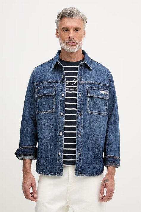 Calvin Klein Jeans košeľa pánska rifľová tmavomodrá LV04RF904G