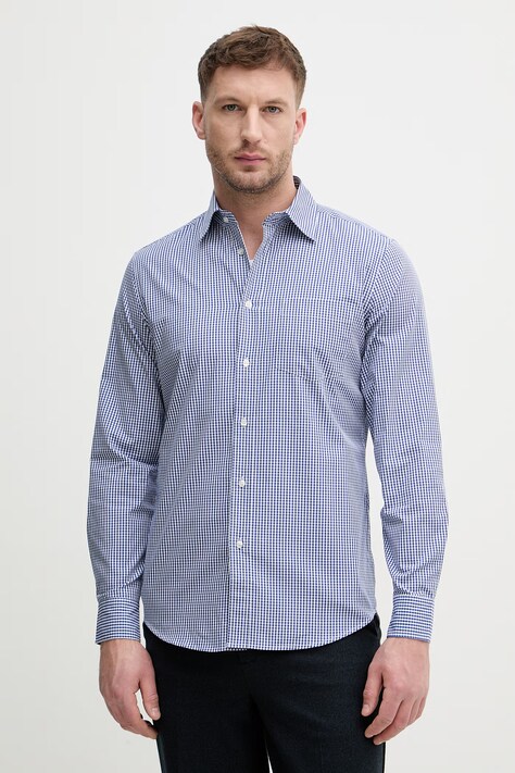 United Colors of Benetton koszula męska bawełniana niebieska w paski 52DTUQ06Q