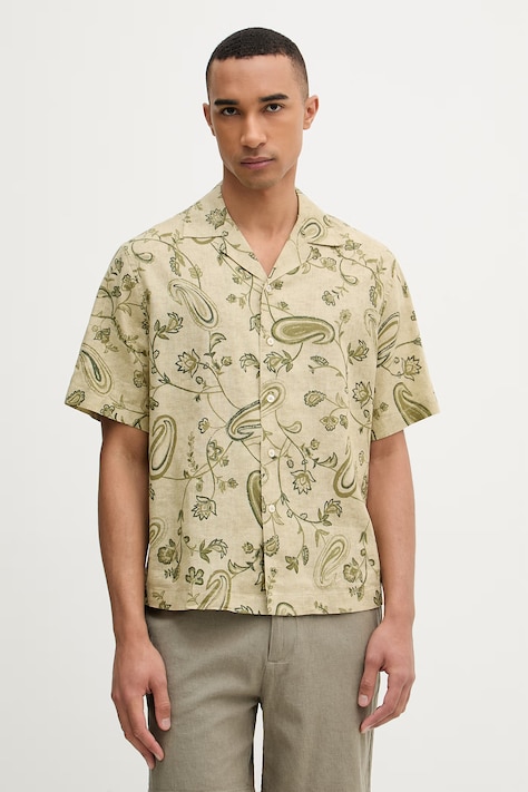 United Colors of Benetton cămașă pentru bărbați cu in verde vegetală 503SUQ05B