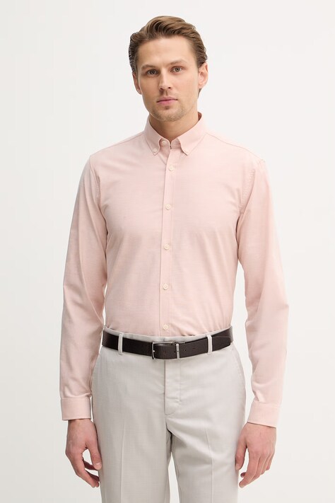 Lindbergh koszula męska kolor różowy regular z kołnierzykiem button-down 30.203174B