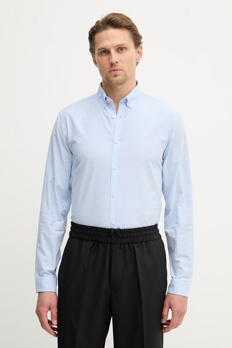 Lindbergh koszula męska kolor niebieski regular z kołnierzykiem button-down 30.203174B