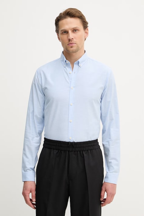 Lindbergh koszula męska kolor niebieski regular z kołnierzykiem button-down 30.203174B