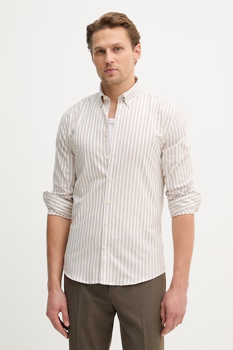 Рубашка Lindbergh цвет бежевый regular воротник button-down 30.203536