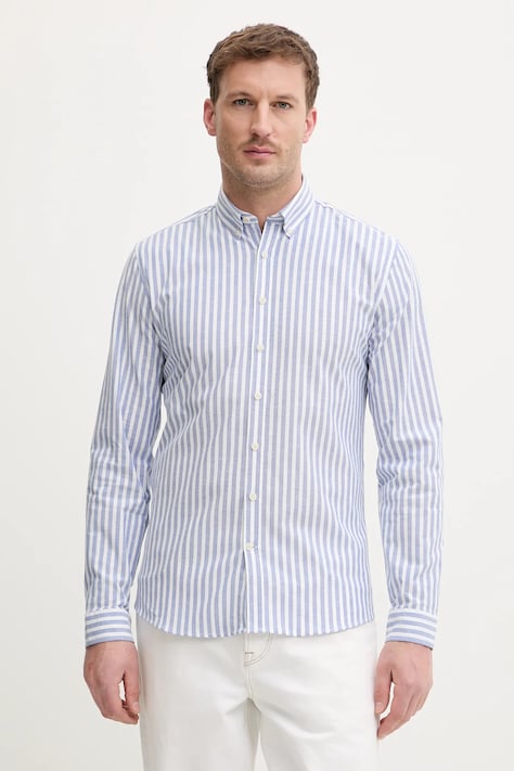 Lindbergh koszula męska kolor niebieski regular z kołnierzykiem button-down 30.203536