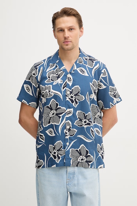 Lindbergh koszula męska kolor niebieski regular z kołnierzykiem klasycznym 30.203707