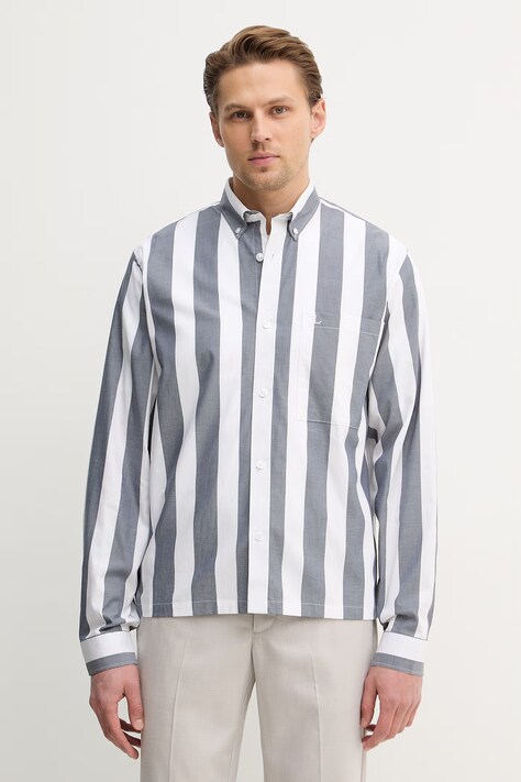Lindbergh koszula bawełniana męska kolor szary relaxed z kołnierzykiem button-down 30.203836