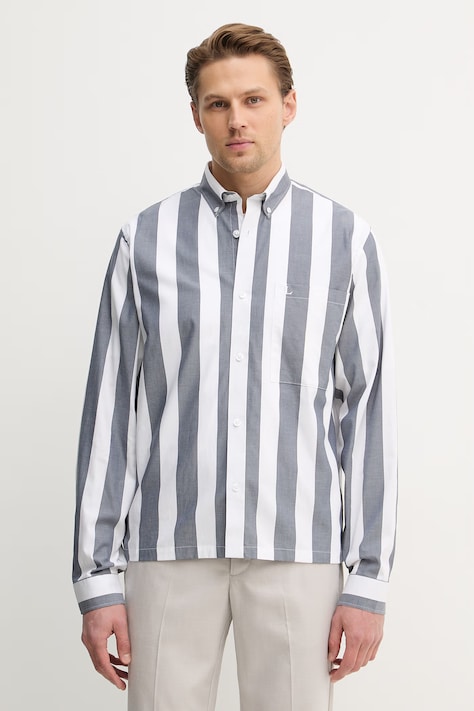 Lindbergh koszula bawełniana męska kolor szary relaxed z kołnierzykiem button-down 30.203836