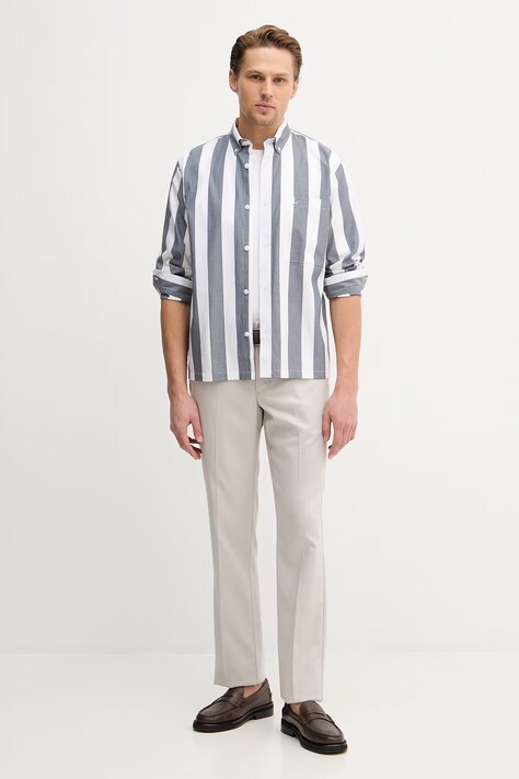 Lindbergh koszula bawełniana męska kolor szary relaxed z kołnierzykiem button-down 30.203836