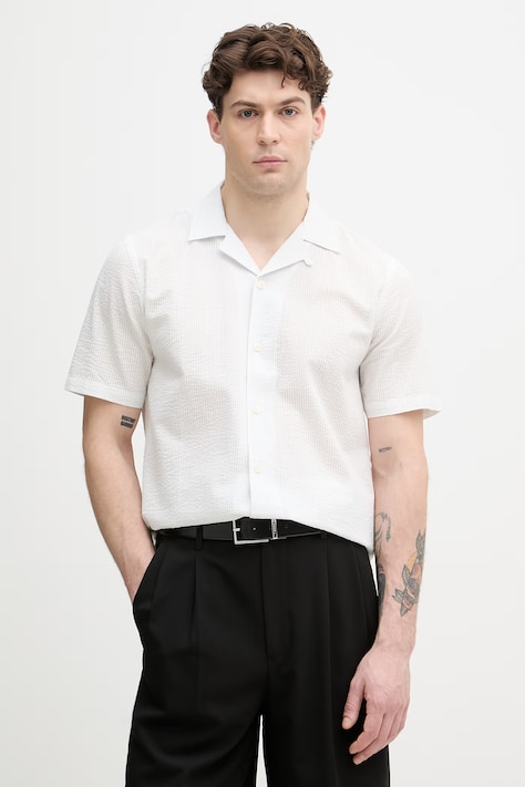 Lindbergh koszula męska bawełniana niebieska w prążki 30.203863