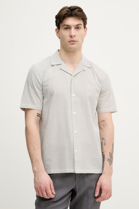 Lindbergh koszula męska bawełniana szara w prążki 30.203863