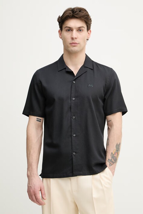 Lindbergh koszula męska z bawełną granatowa gładka 30.222099