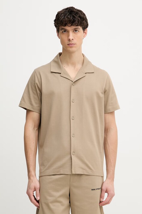 Marc O'Polo koszula męska bawełniana beżowa gładka 5000008251
