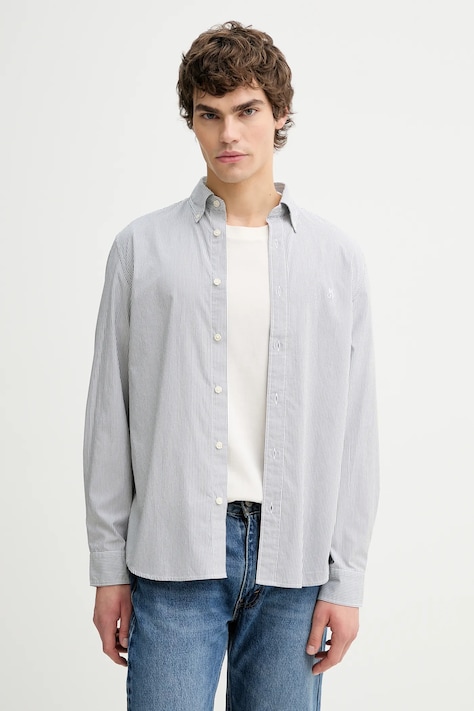 Marc O'Polo koszula bawełniana męska kolor zielony regular z kołnierzykiem button-down 5000012785