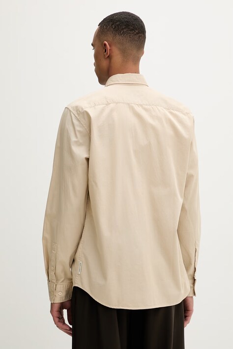 Marc O'Polo koszula męska bawełniana beżowa gładka 5000012786
