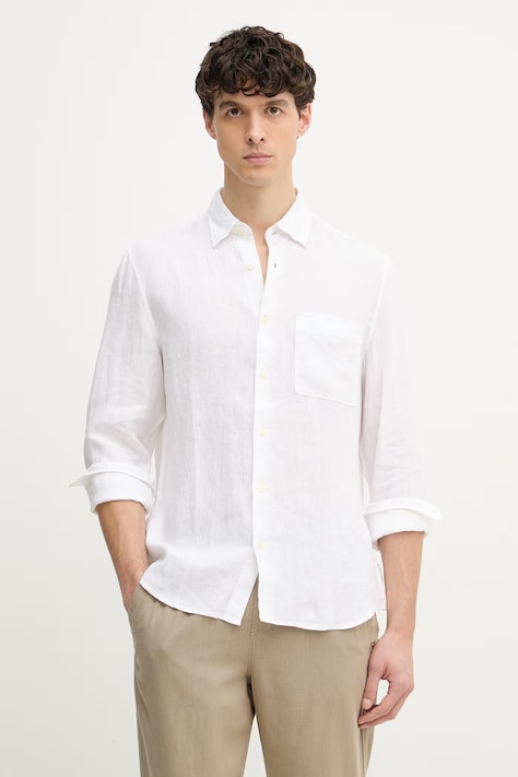 Marc O'Polo koszula męska lniana biała gładka 5000012797