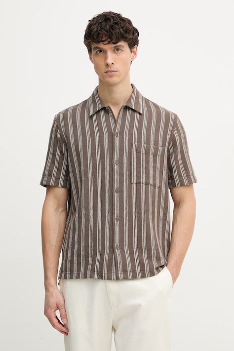 Marc O'Polo koszula męska bawełniana brązowa 5000012800