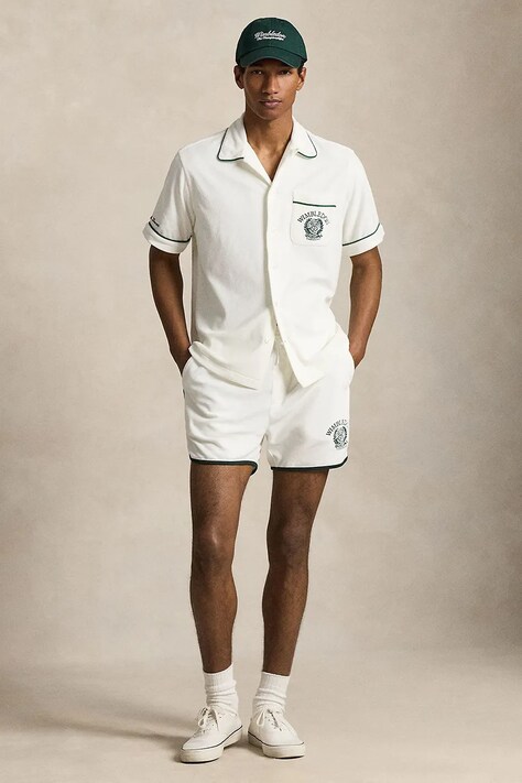 Polo Ralph Lauren сорочка чоловіча бавовняна Wimbledon — SS26-KDM0D0, білий — фото 3
