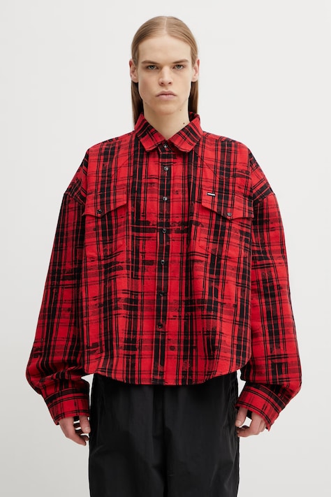 VETEMENTS koszula Cowboy Flannel męska kolor czerwony relaxed z kołnierzykiem klasycznym ME76FS055RB