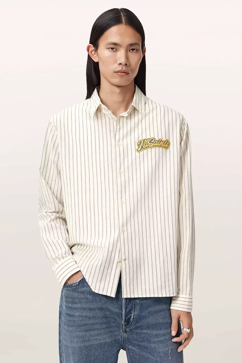 AllSaints koszula bawełniana SAMUEL męska kolor biały regular z kołnierzykiem klasycznym M001SE