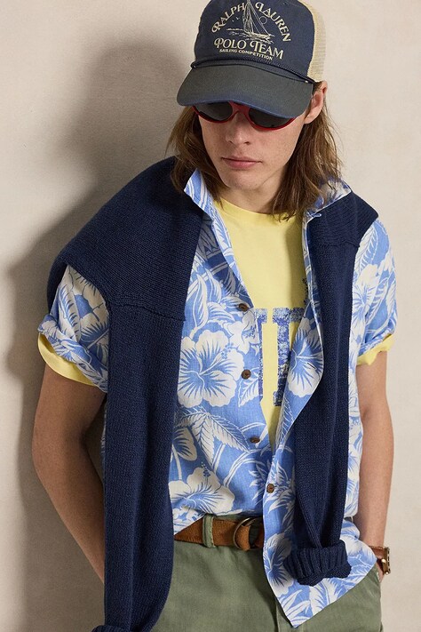 Polo Ralph Lauren сорочка чоловіча лляна — SS26-KDM0E5, блакитний — фото 5