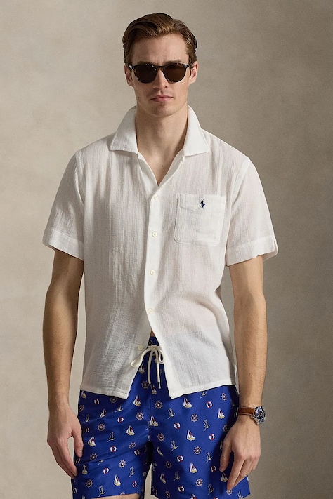 Polo Ralph Lauren koszula bawełniana męska kolor szary relaxed 710B14259