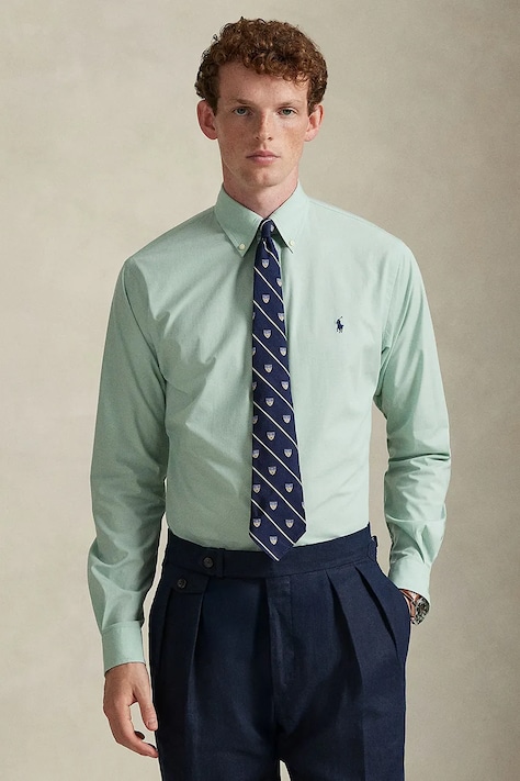 Polo Ralph Lauren koszula męska kolor zielony regular z kołnierzykiem button-down 710B15614