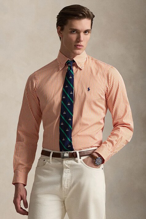 Polo Ralph Lauren košeľa pánska bavlnená oranžová 710B15661