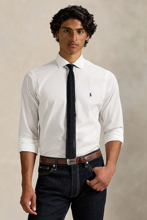 Polo Ralph Lauren риза мъжка памучна бяла 710P01396