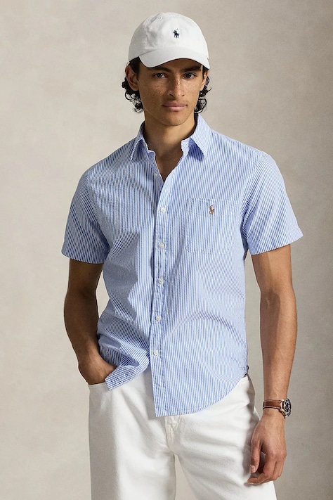 Polo Ralph Lauren риза мъжка памучна синя 710B21346