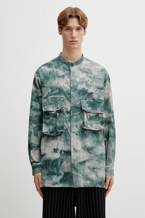 Košeľa Y-3 UT AOP OVSHIRT zelená farba, voľný strih, so stojačikom, KC6759