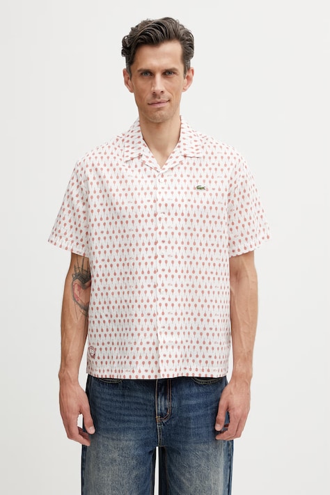 Lacoste koszula męska z lnem biała CH0532