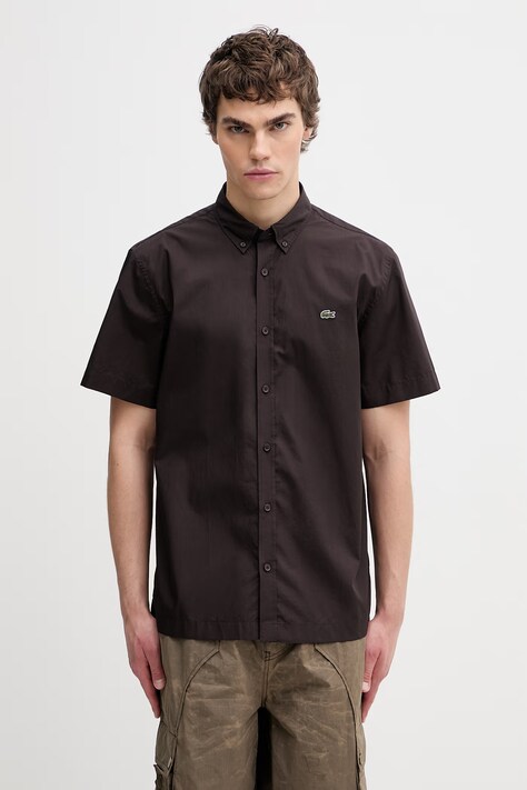 Lacoste košeľa bavlnená pánska hnedá hladká CH2312