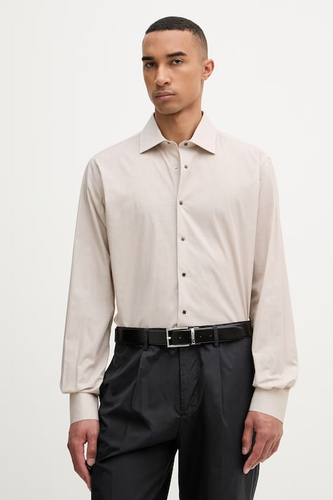 Karl Lagerfeld koszula męska bawełniana MODERN FIT beżowa 562614.605000