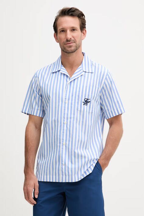 Tommy Hilfiger koszula męska bawełniana SUMMER niebieska w paski MW0MW42986